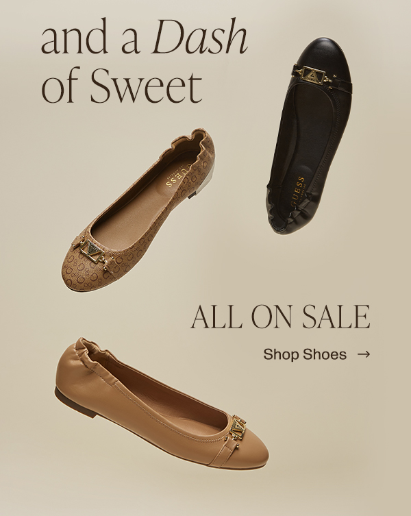 up to 50% off sitewide featuring ballet flats with buckle logo emblems