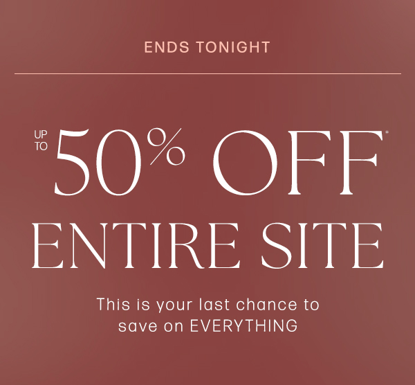 ends tonight up to 50% off apparel, handbags and shoes for women