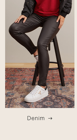 image of a pair of faux leather coated skinny jeans 